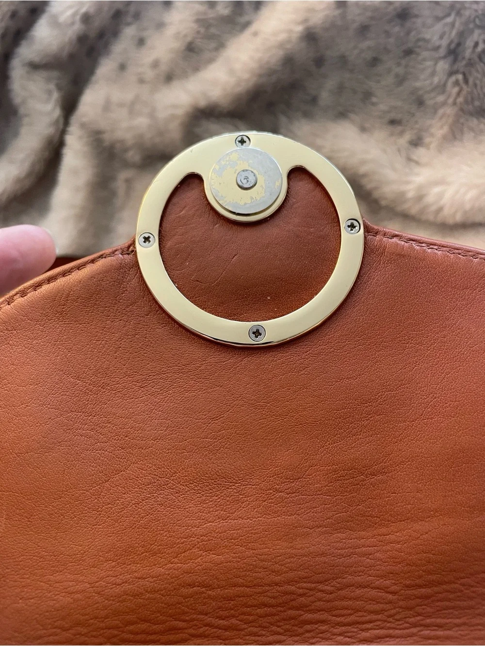 Michael Kors Cream Canvas & Brown Leather MK Logo Crossbody Bag